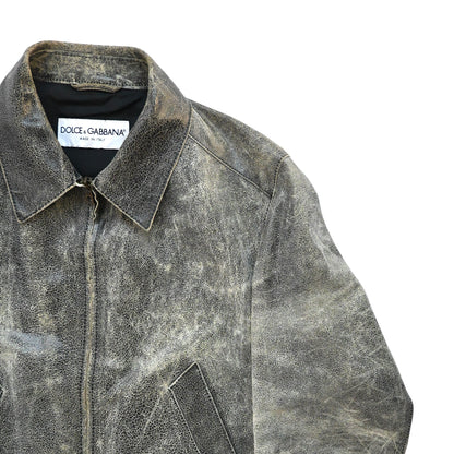 1990s dolce&gabbana vera pelle
real crushed leather jacket 54