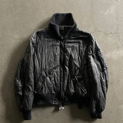 2003aw helmut lang rubberised metal
high neck bondage bomber jacket 48