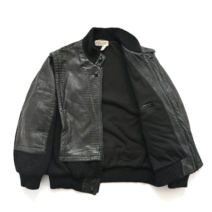 1980s givenchy leather docking wool jacket M