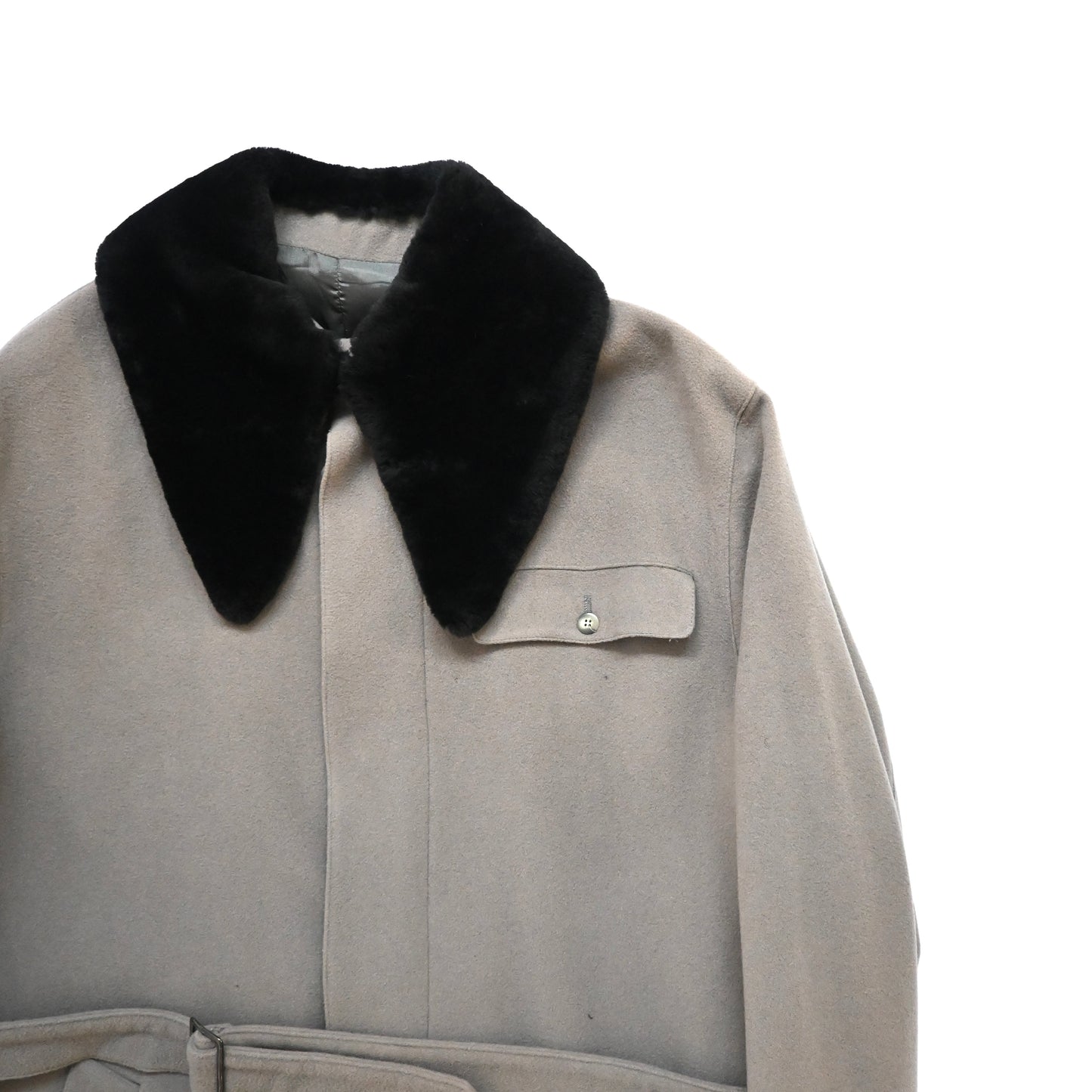 1990s claude montana fur docking wool coat 50