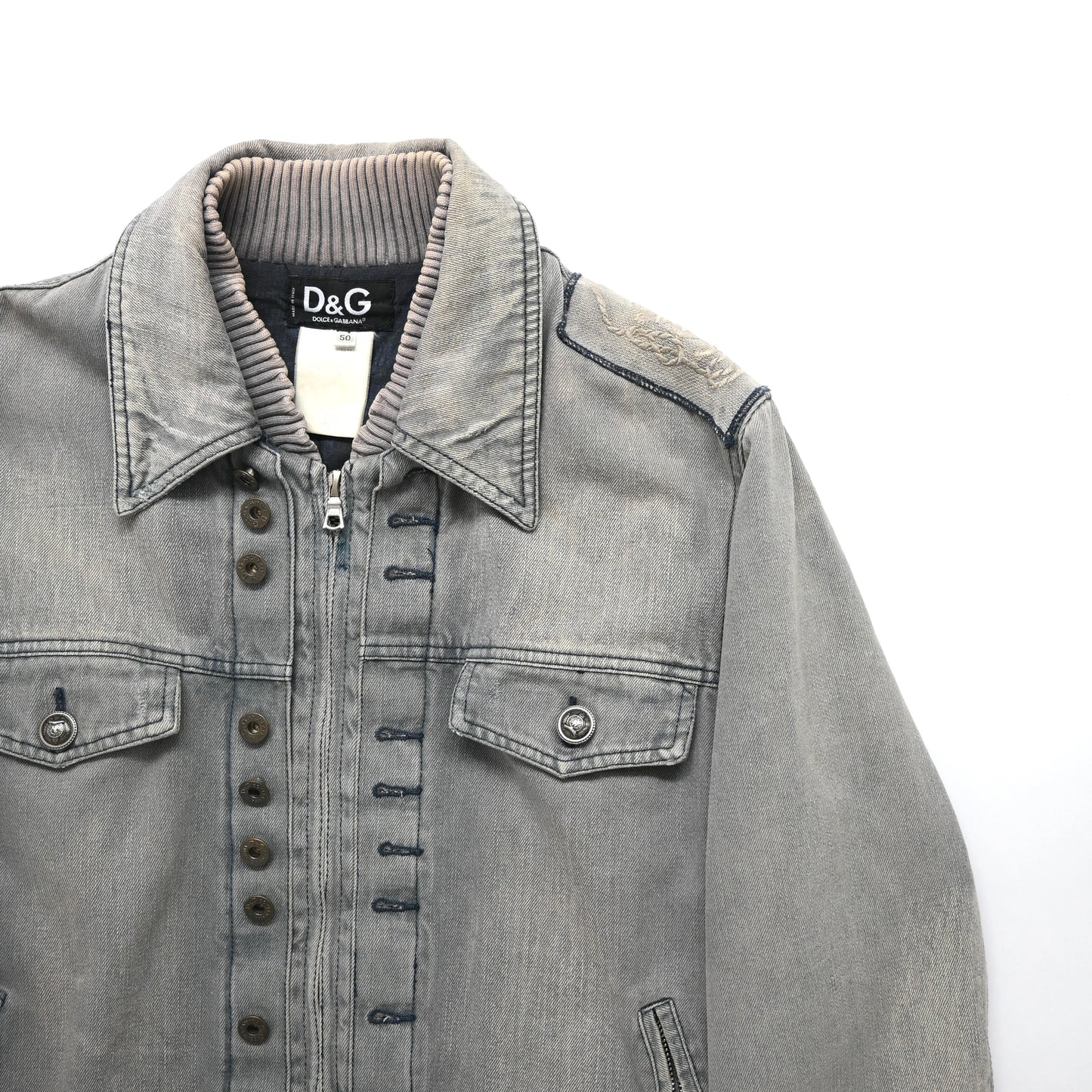 2000s dolce&gabbana denim layered jacket 50