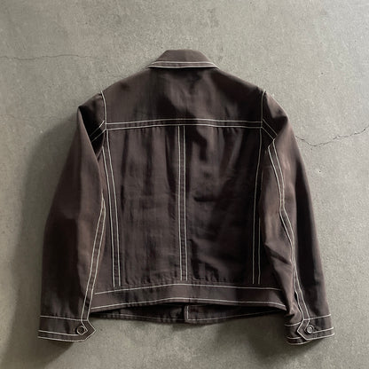 2015ss prada dark brown stitch blouson 48