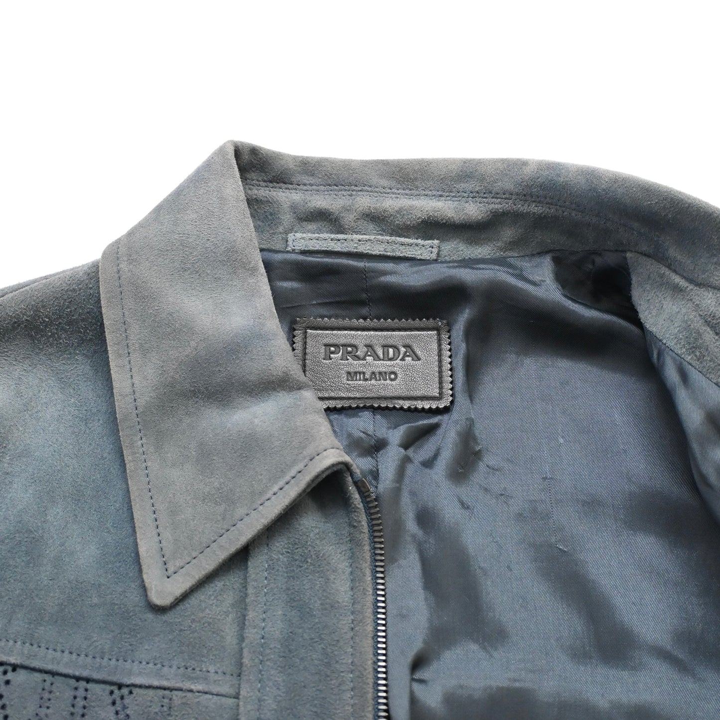 2017aw prada perforated geometric pattern suede jacket 50