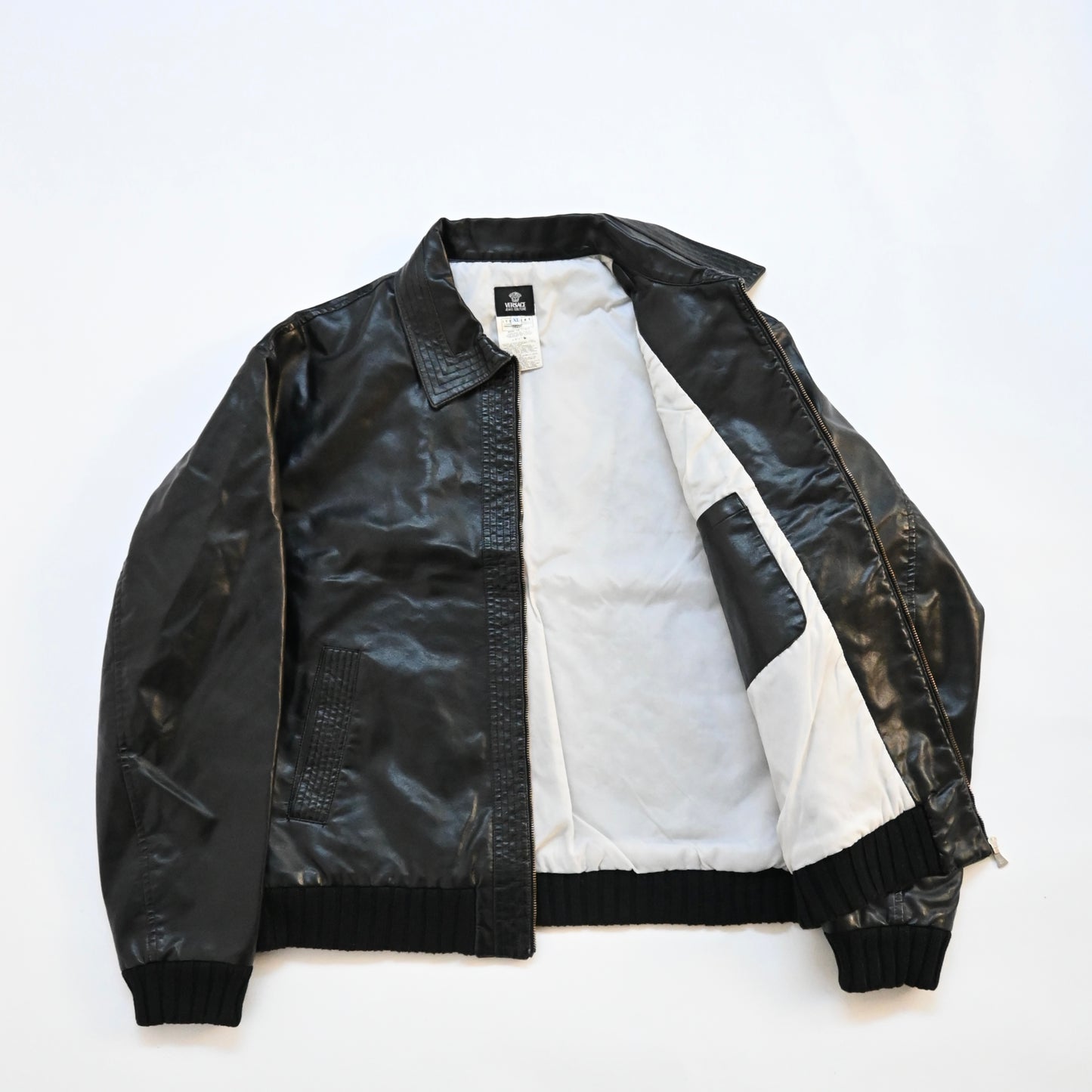 1990s versace kint docking fake leather jacket XL