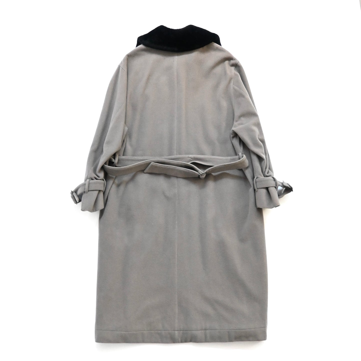 1990s claude montana fur docking wool coat 50