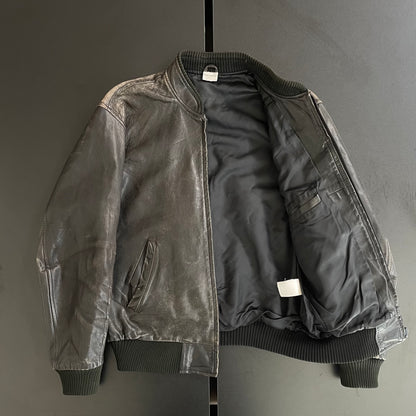 1990s dries van noten lamb leather bomber jacket M