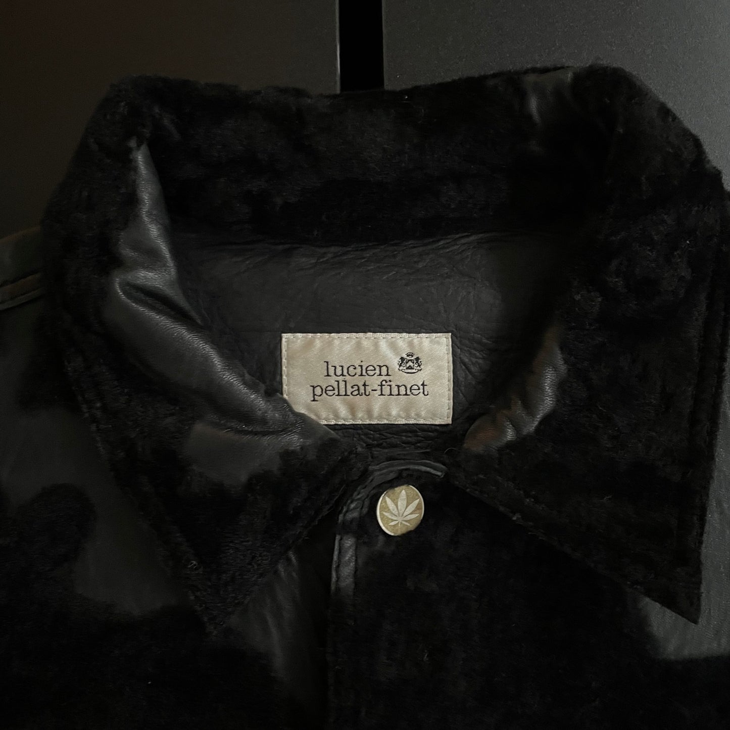 1990s lucien pellat finet fur docking leather jacket L