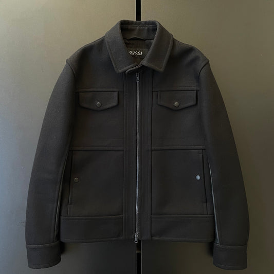 2013aw gucci leather docking wool blouson 50