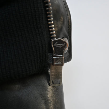 2000s gucci fur docking cow leather jacket 46 by Tom ford