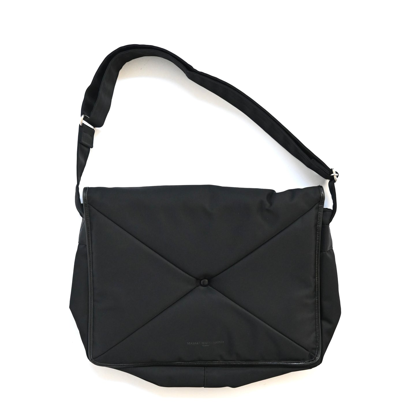 2000s masaki matsushima leather piping nylon handbag