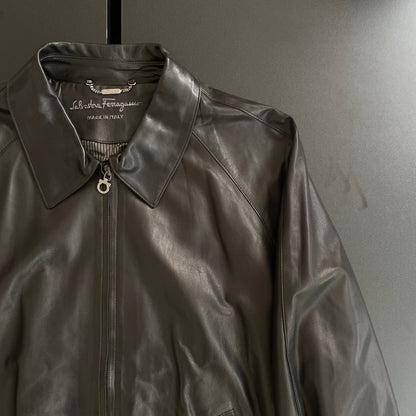 1990s salvatore ferragamo lamb leather jacket 50