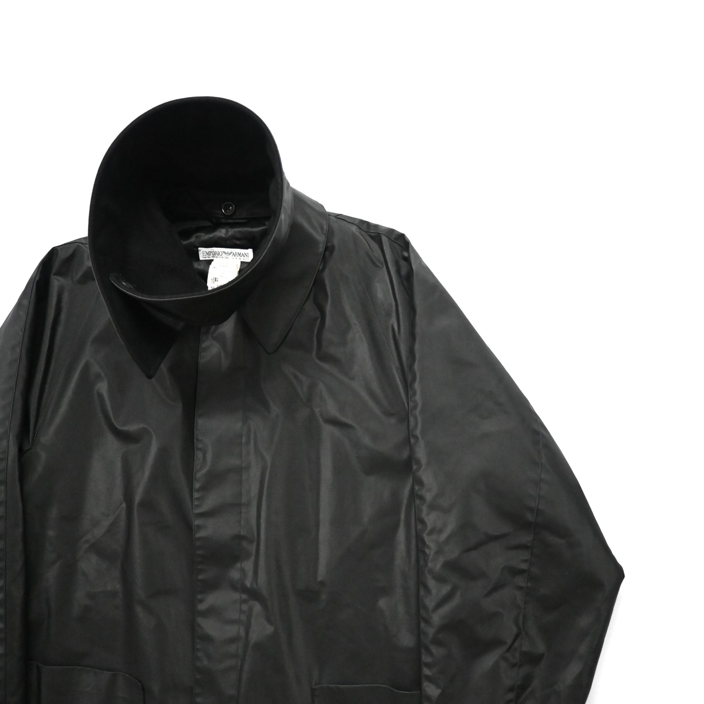 1996aw emporio armani detachable cotton collar vinylon long coat 52