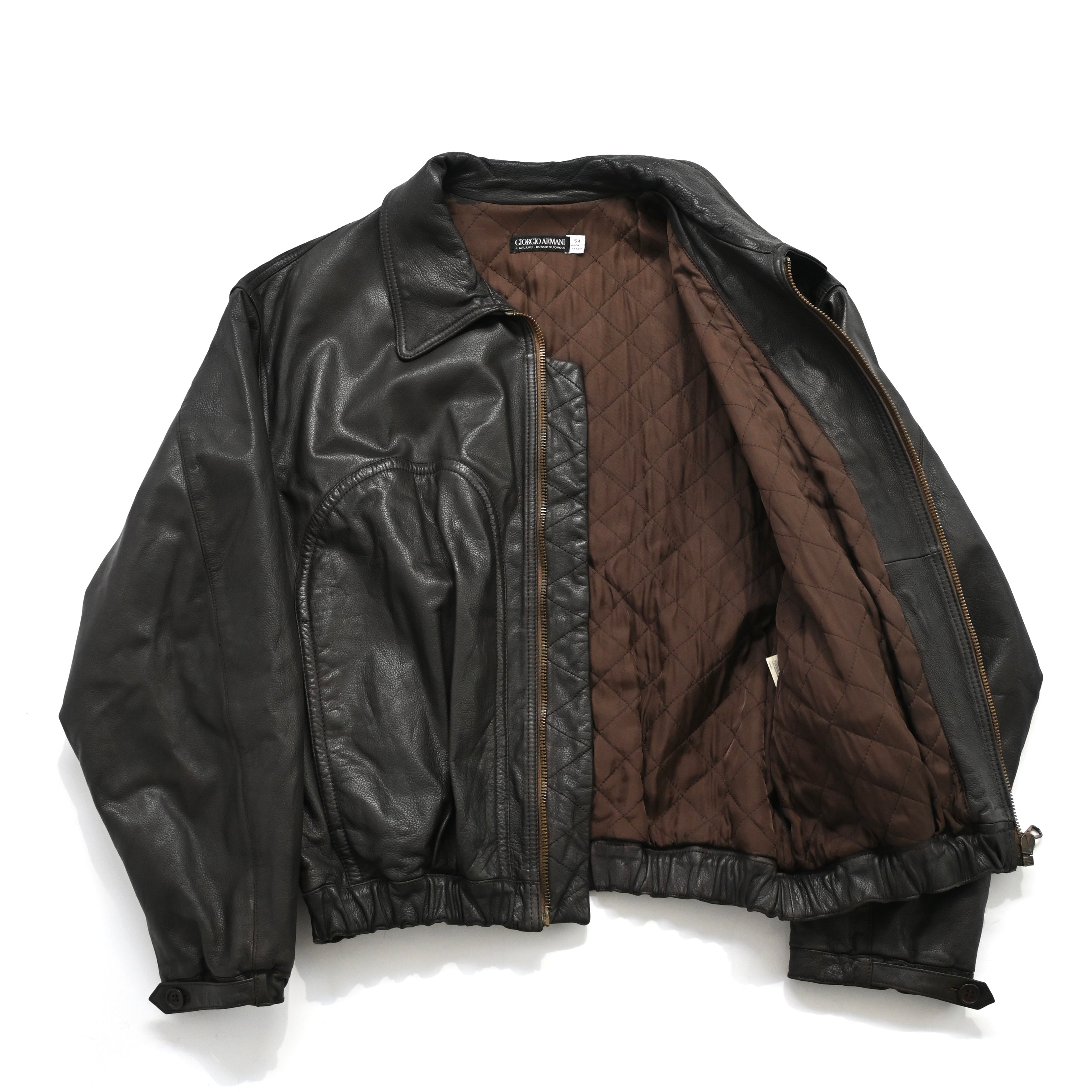 GIORGIO ARMANI イタリア製 lamb leather 1990s giorgio armani lamb leather flight jacket 54 – vexed_store