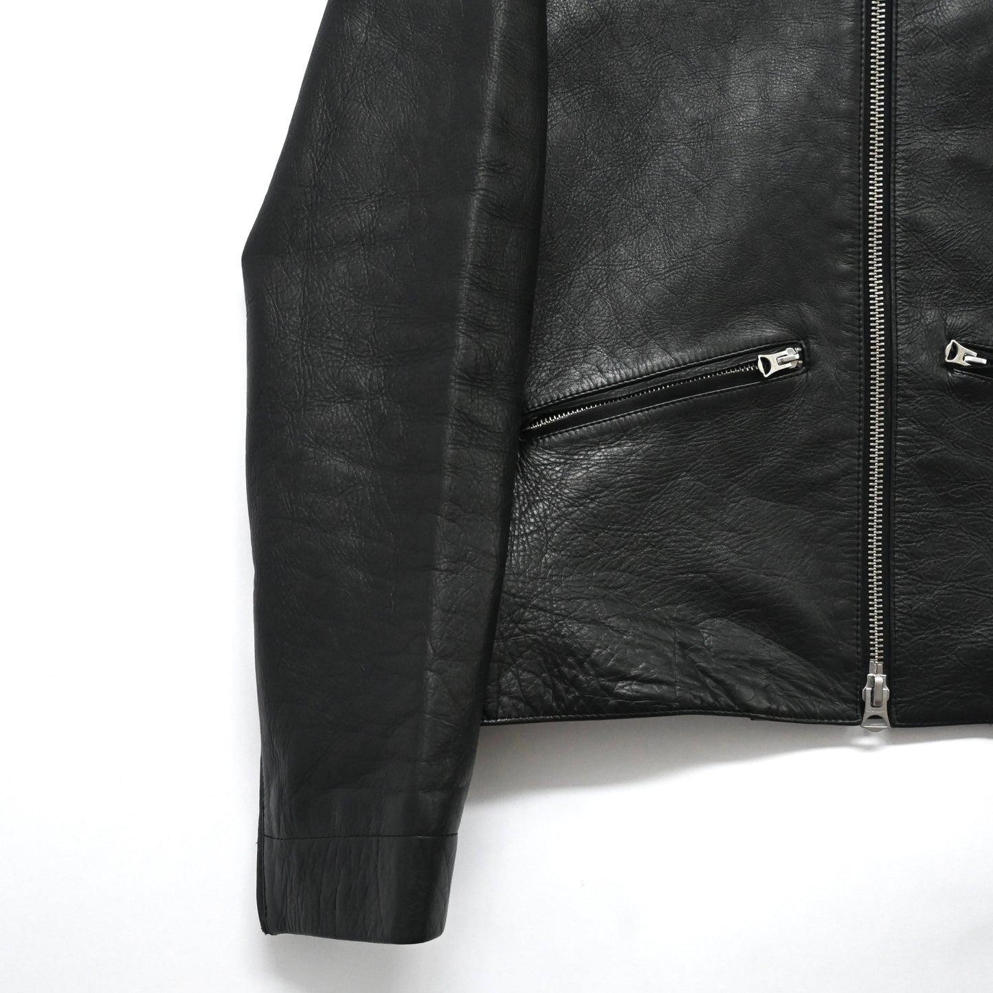 2016ss acne studios calfskin black leather jacket 48