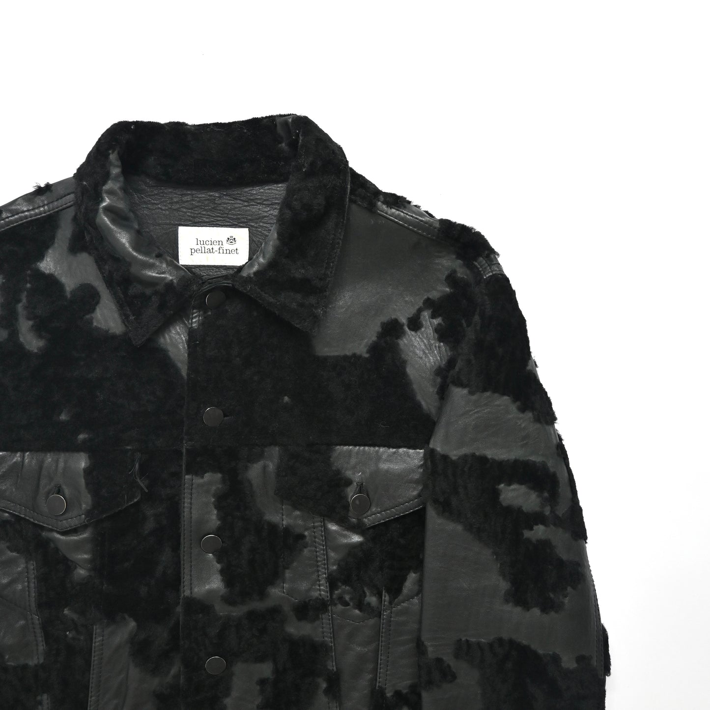 1990s lucien pellat finet fur docking leather jacket L