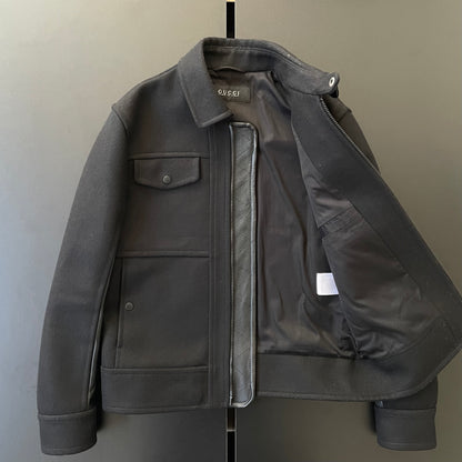 2013aw gucci leather docking wool blouson 50