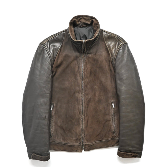 2000s ermenegildo zegna leather docking suede jacket 52