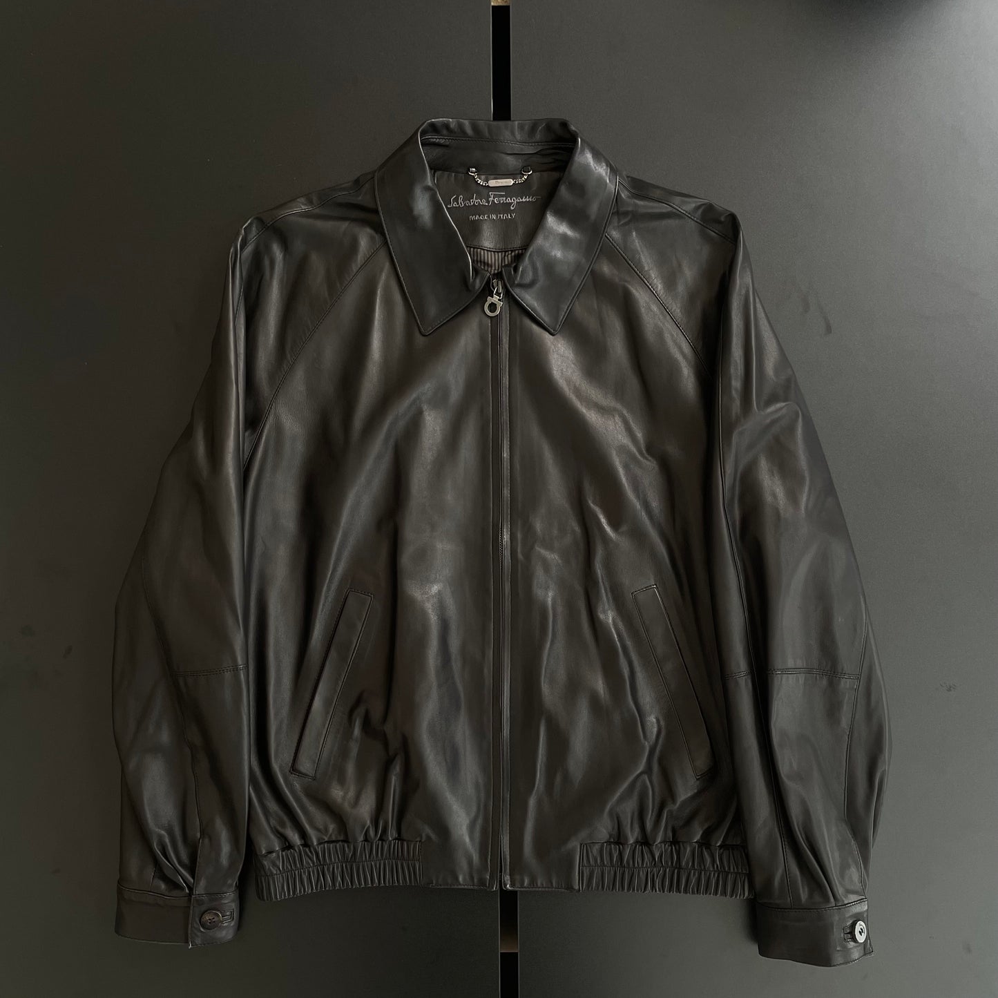 1990s salvatore ferragamo lamb leather jacket 50