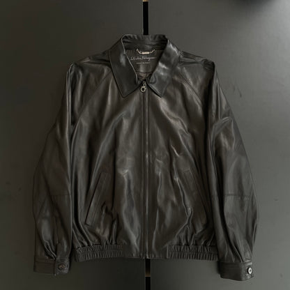 1990s salvatore ferragamo lamb leather jacket 50