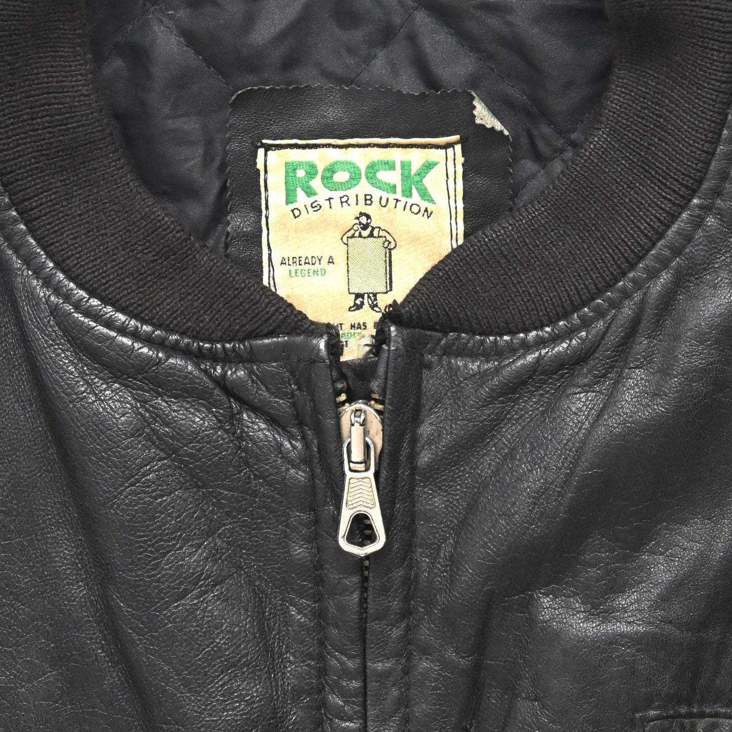 1990s Italy teardrop zip leather ma-1 jacket L