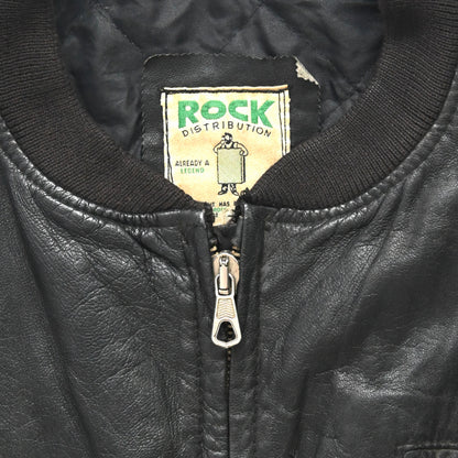 1990s Italy teardrop zip leather ma-1 jacket L