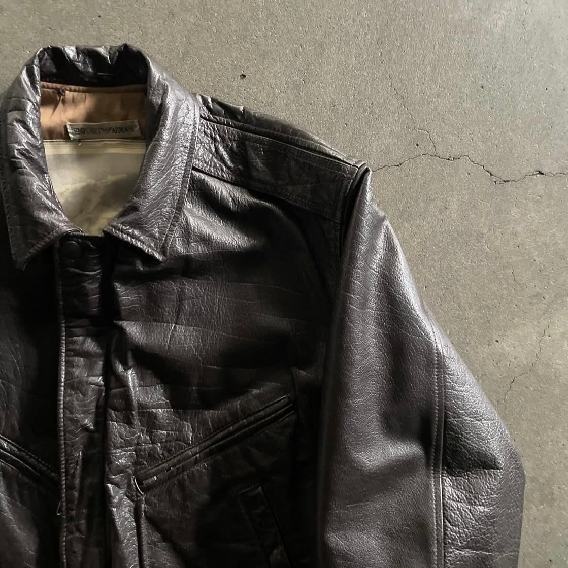 1990s emporio armani leather flight jacket 48
