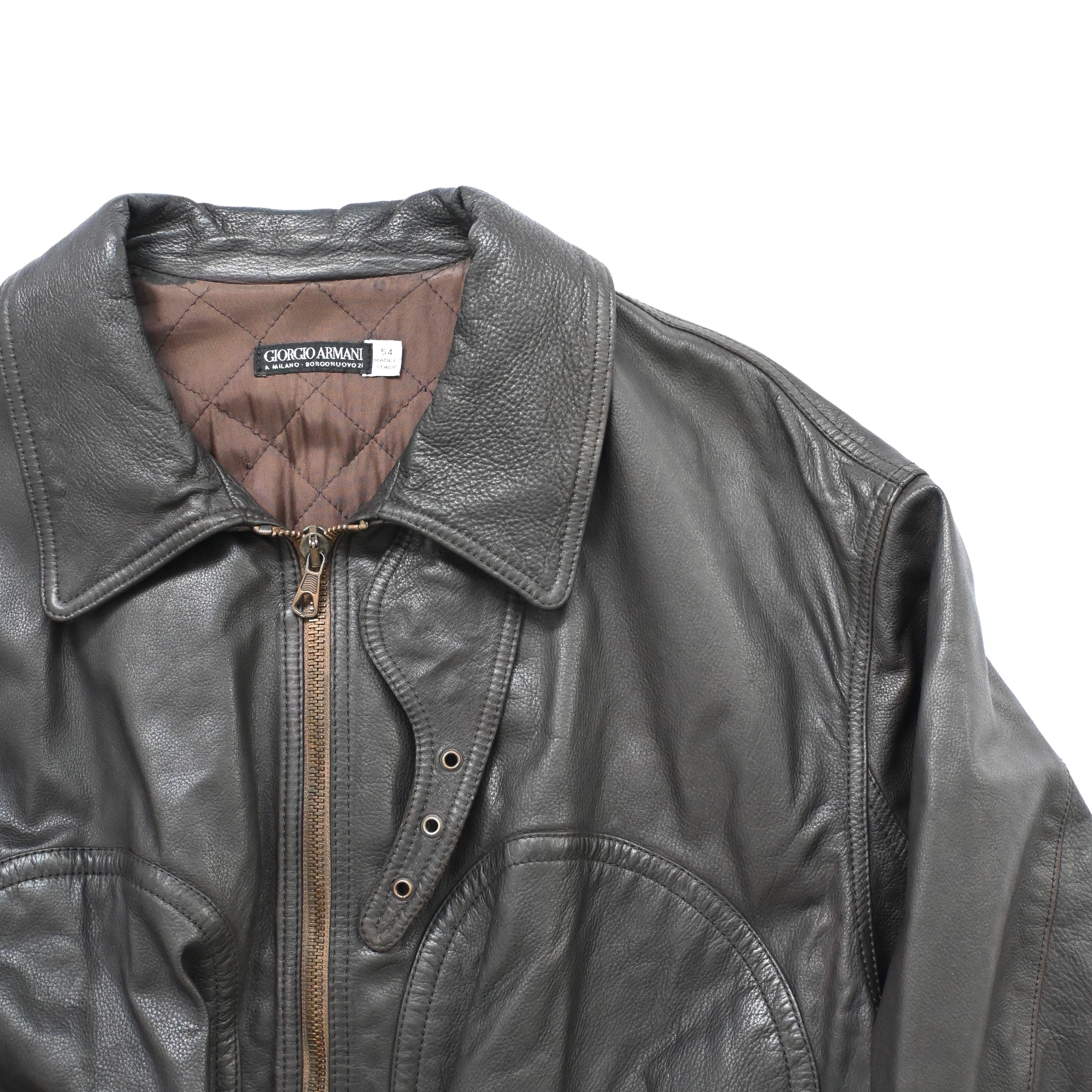 1990s giorgio armani lamb leather flight jacket 54 – vexed_store