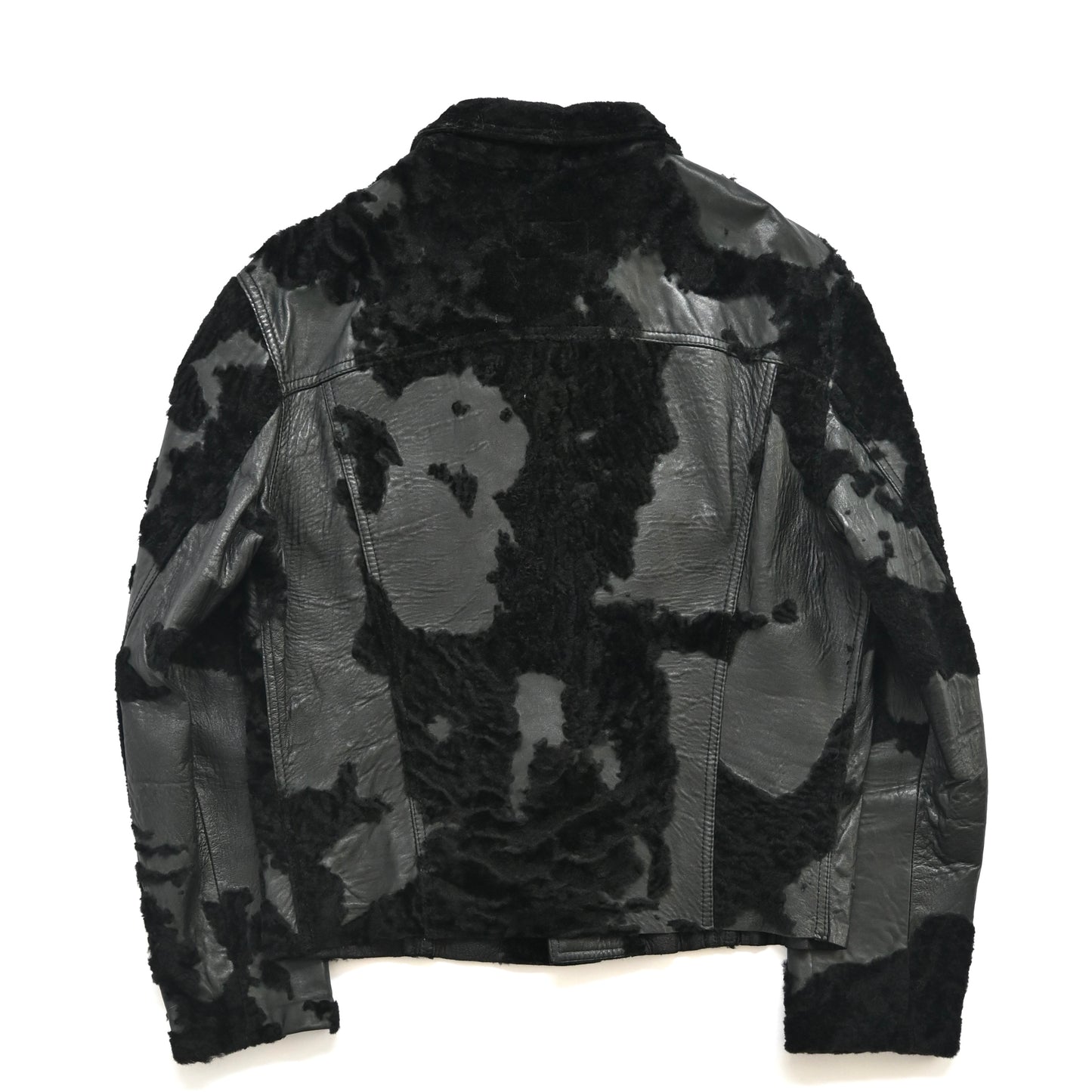 1990s lucien pellat finet fur docking leather jacket L
