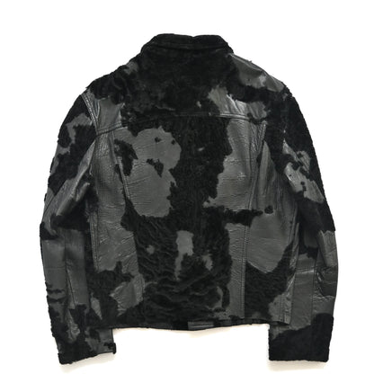 1990s lucien pellat finet fur docking leather jacket L