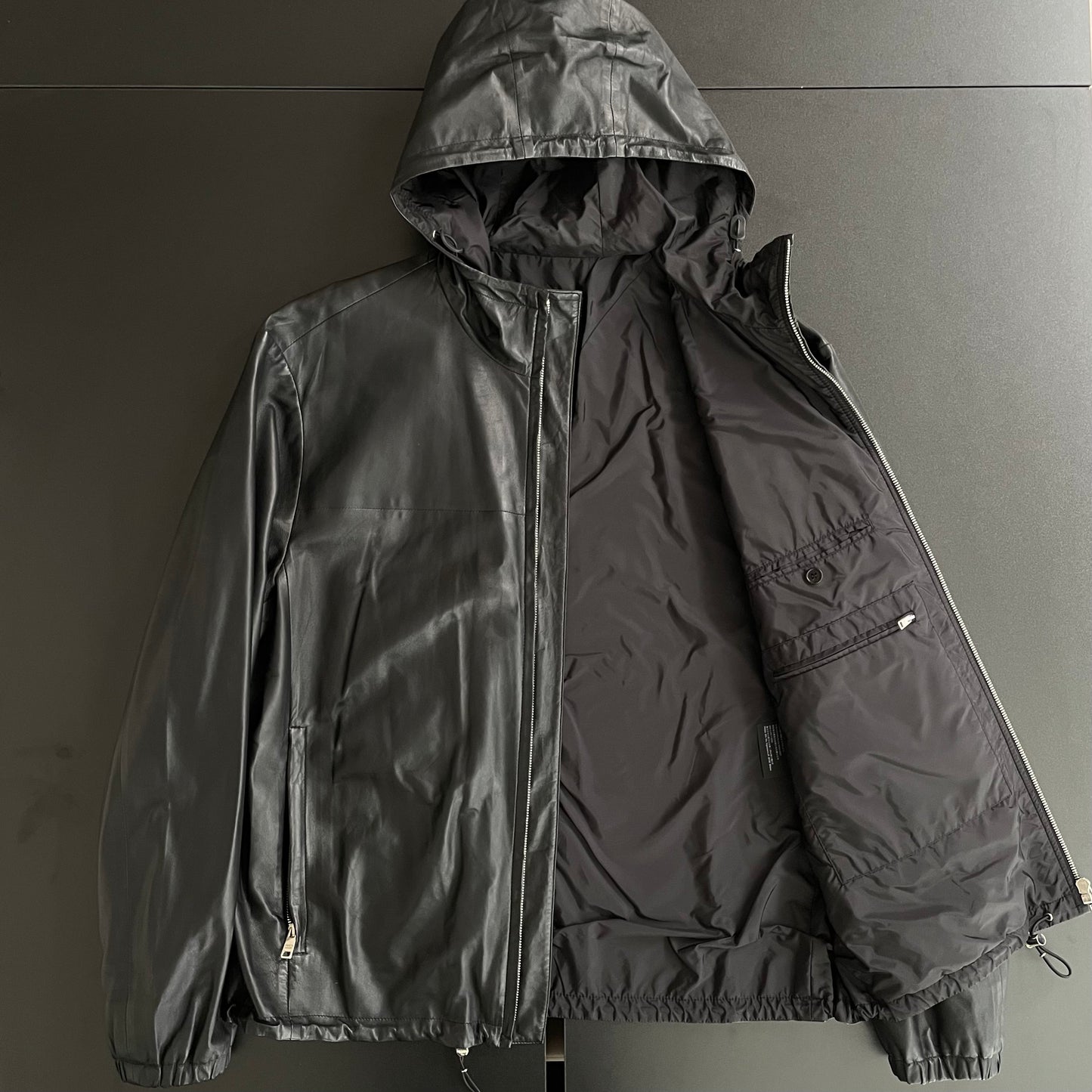 2018aw prada lamb leather hoodie 48