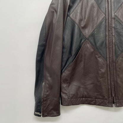 2000s jean paul gaultier argyle lamd leather jacket 48
