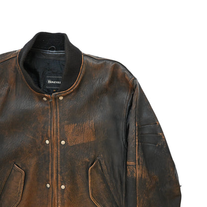 1980s boneville crushed lamb leather bomber jacket 48