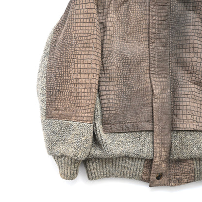 1980s givenchy leather docking wool jacket M