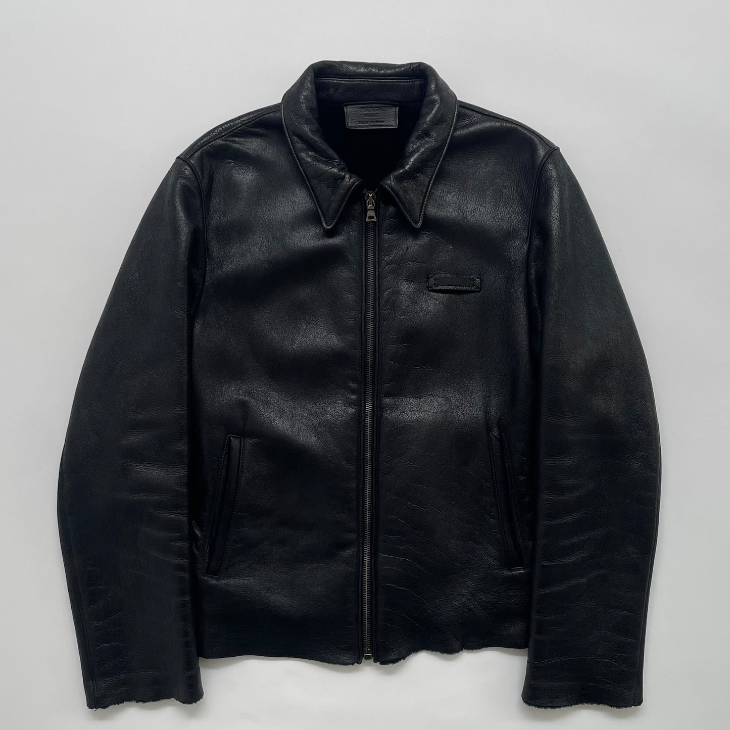 2000s prada leather mouton jacket 50