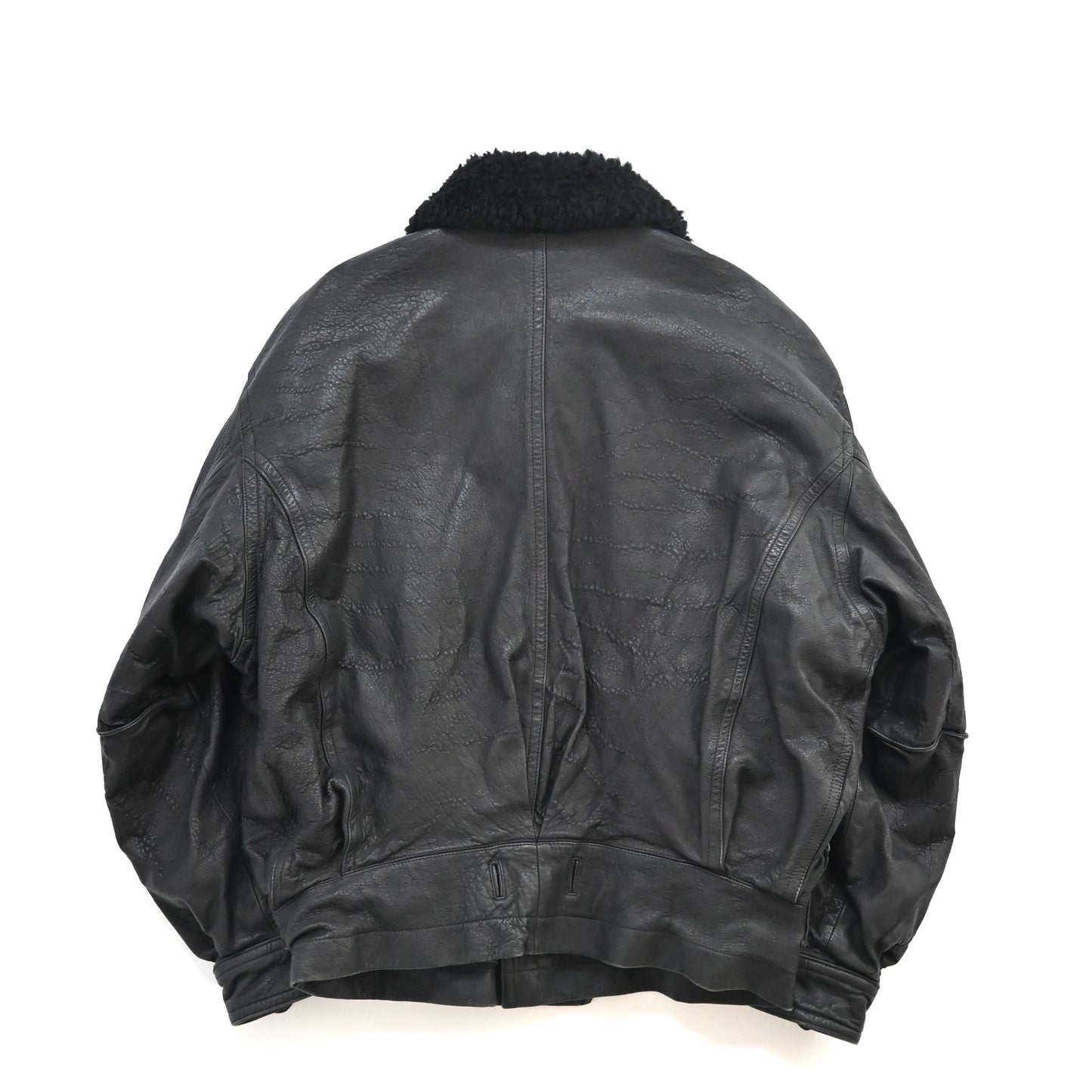 1980s issey miyake mouton neck lamb leather jacket L set up