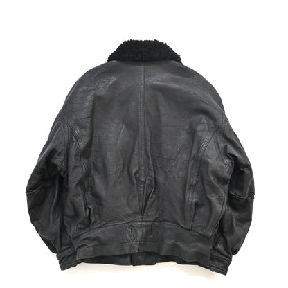 1980s issey miyake mouton neck lamb leather jacket L set up