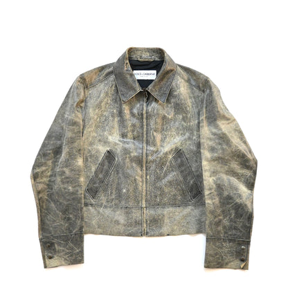 1990s dolce&gabbana vera pelle
real crushed leather jacket 54