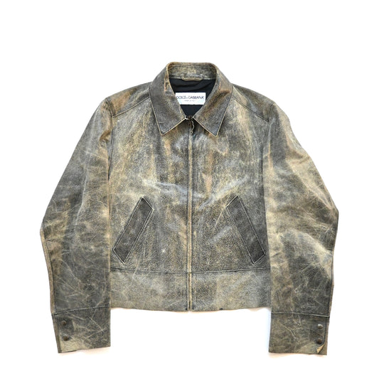 1990s dolce&gabbana vera pelle
real crushed leather jacket 54
