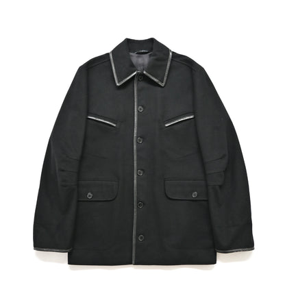 1999aw so by alexander van slobbe leather piping wool jacket 48