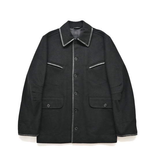 1999aw so by alexander van slobbe leather piping wool jacket 48