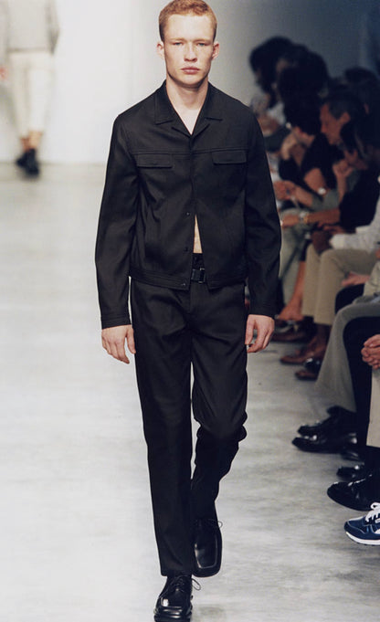 1999ss prada leather tailored blouson 48