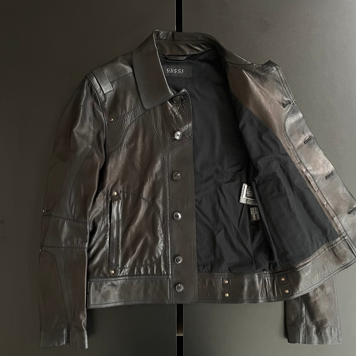2004ss gucci patchwork leather jacket 48 by Tom ford