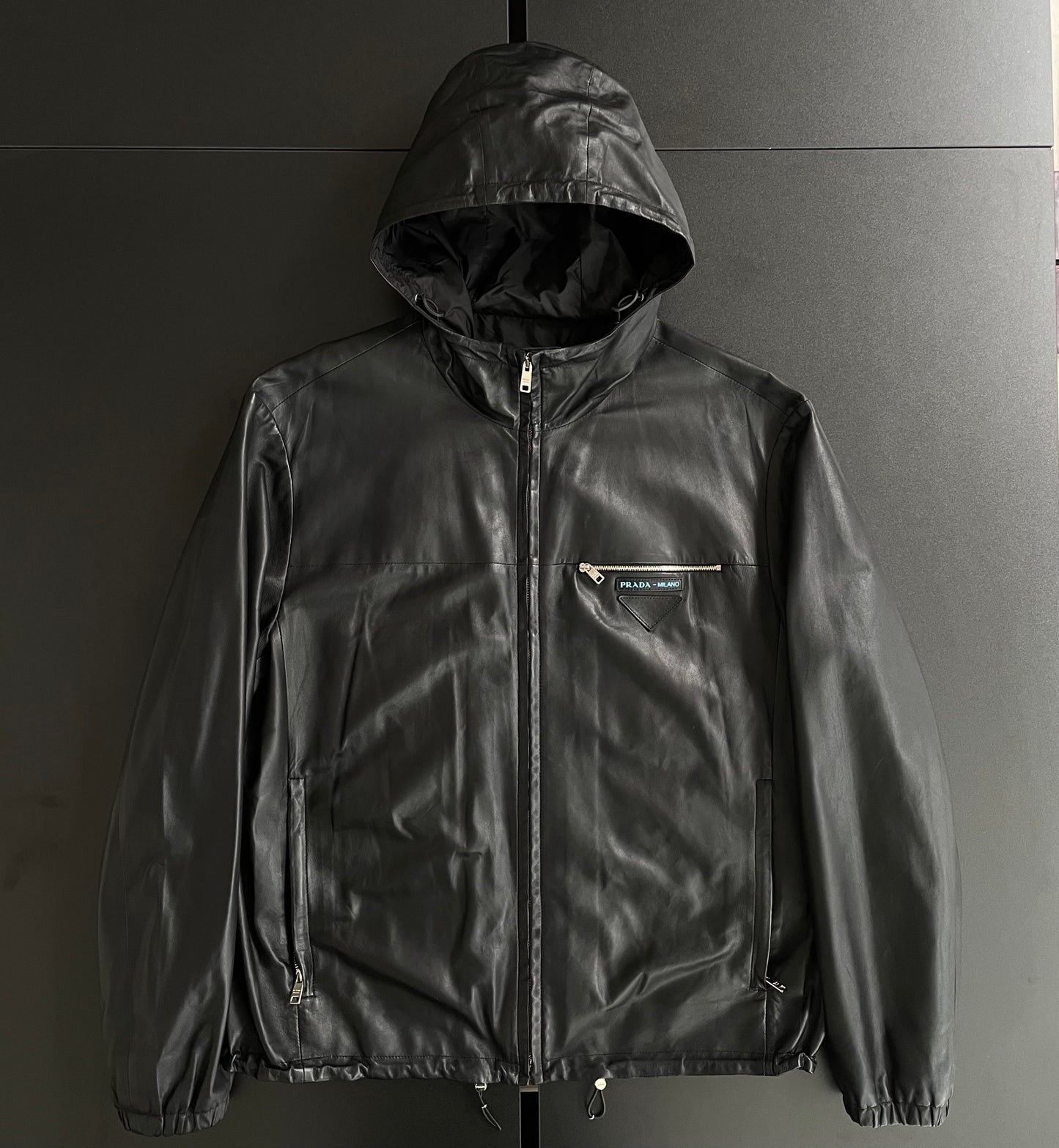 2018aw prada lamb leather hoodie 48