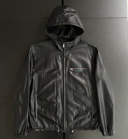 2018aw prada lamb leather hoodie 48