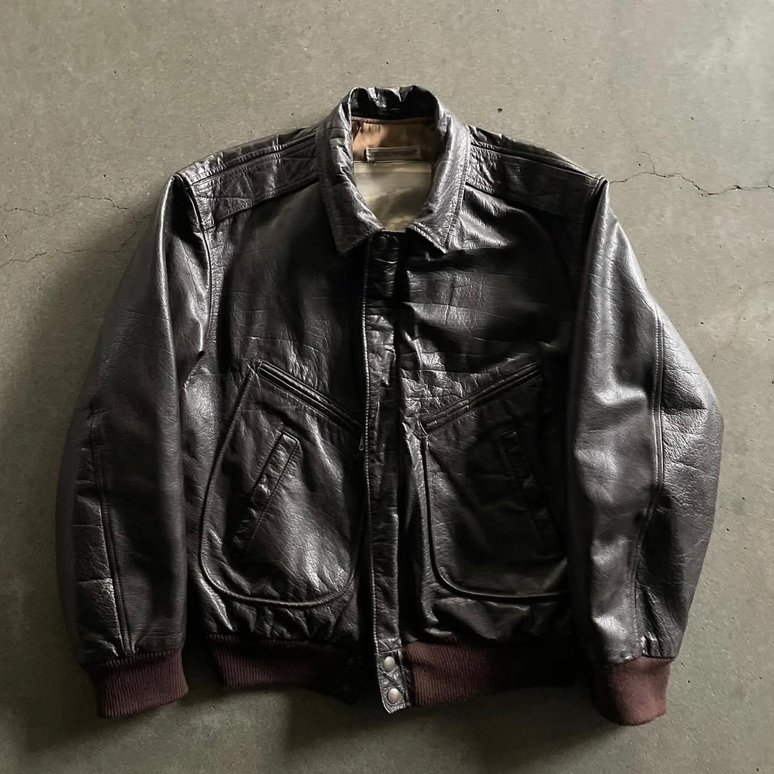 1990s emporio armani leather flight jacket 48