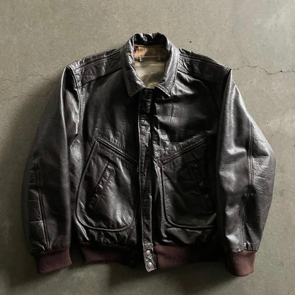 1990s emporio armani leather flight jacket 48