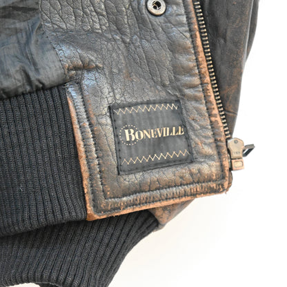 1980s boneville crushed lamb leather bomber jacket 48