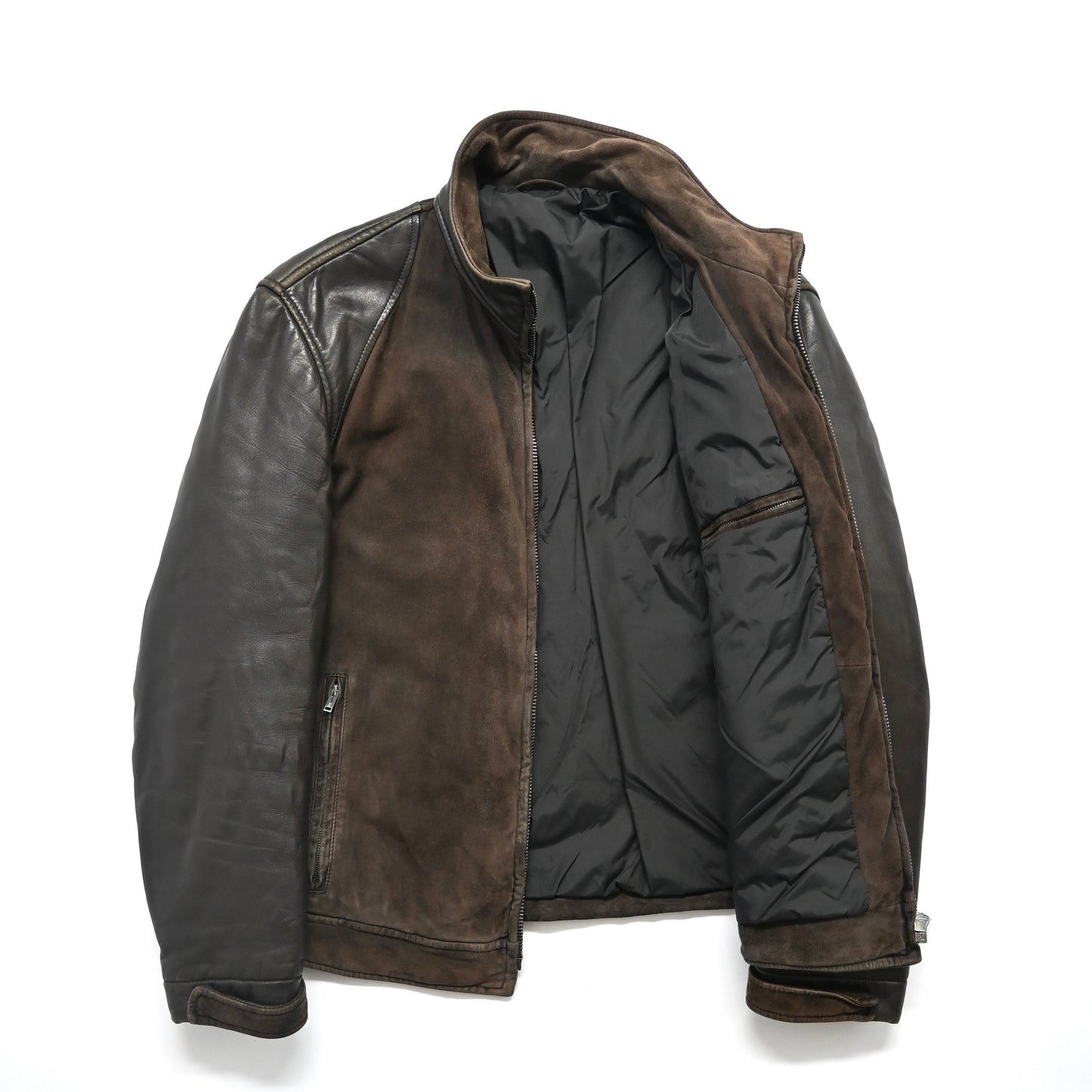 2000s ermenegildo zegna leather docking suede jacket 52