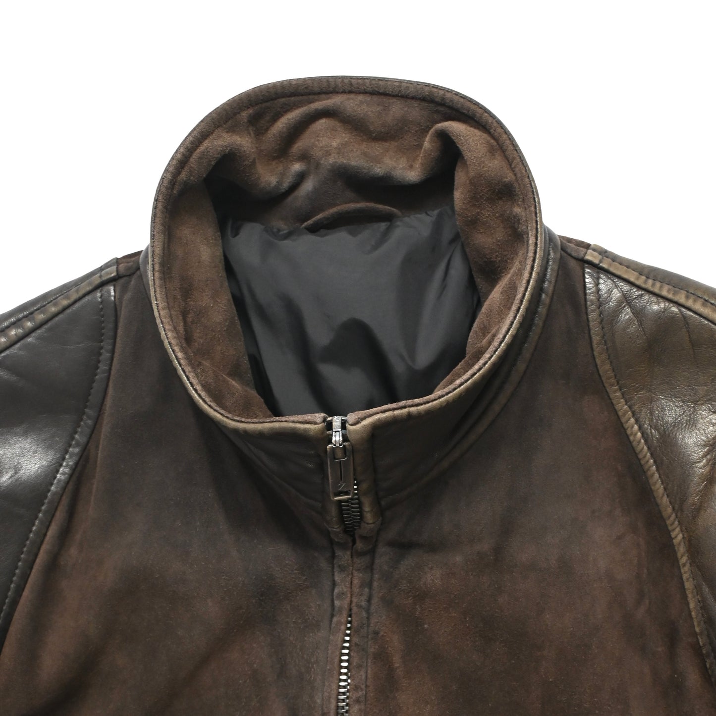 2000s ermenegildo zegna leather docking suede jacket 52