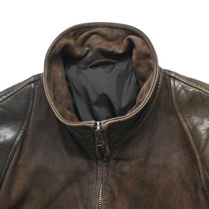 2000s ermenegildo zegna leather docking suede jacket 52